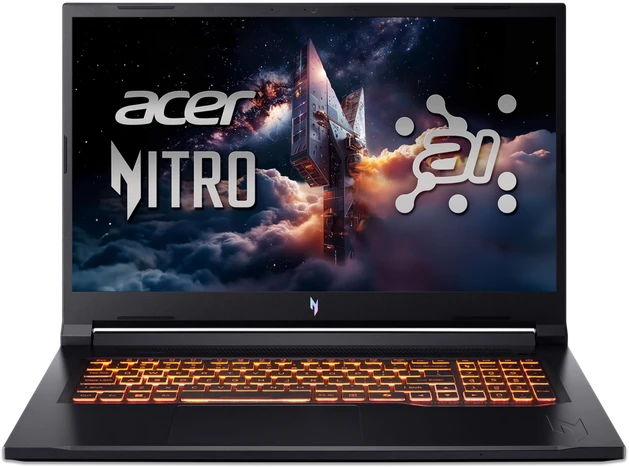Nešiojamas kompiuteris Acer | Nitro V 17 AI ANV17-41-R9XF | Obsidian Juodas | 17.3 " | IPS | QHD | 2560 x 1440 pikselių | AMD Ryzen 7 | 260 | 32 GB | DDR5 | Solid-state drive capacity 1000 GB | NVIDIA GeForce RTX 5070 | GDDR7 | 8 GB | Windows 11 Home | 802.11ax | Bluetooth versija 5.3 | Klaviatūros kalba: US international | Klaviatūros apšvietimas | Garantija 24 mėn.
