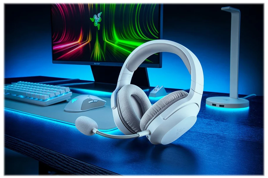 Belaidės žaidimų ausinės Razer Barracuda X Mercury, baltos spalvos