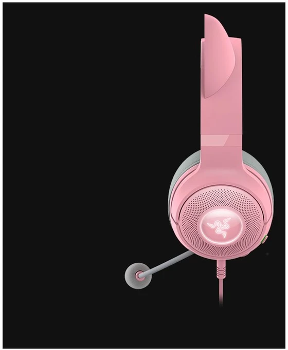 Razer Kraken Kitty V2 žaidimų ausinės, su laidu, mikrofonu, Rožinės spalvos