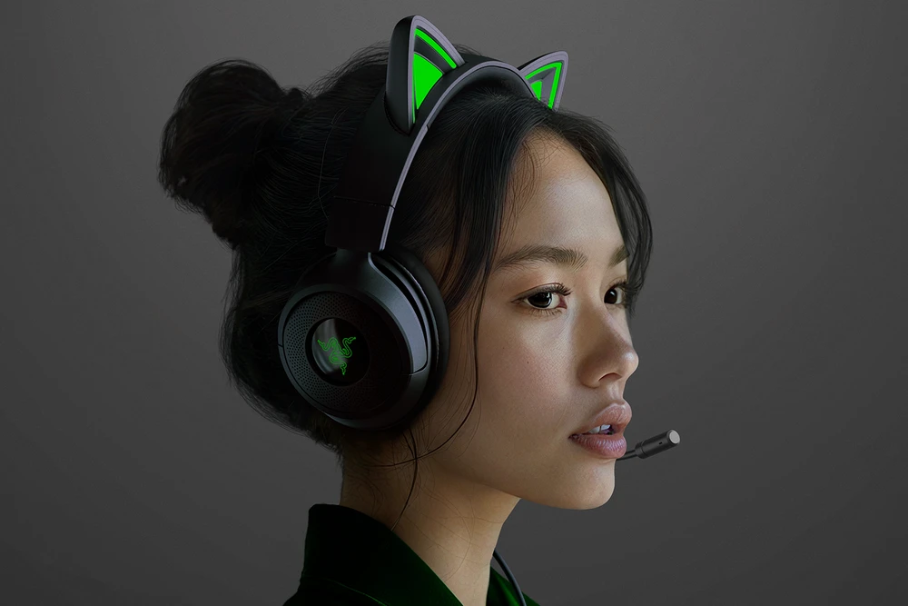 Razer Ausinės Žaidimams | Kraken Kitty V3 X | su laidu | Over-Ear | Mikrofonas | Juodas