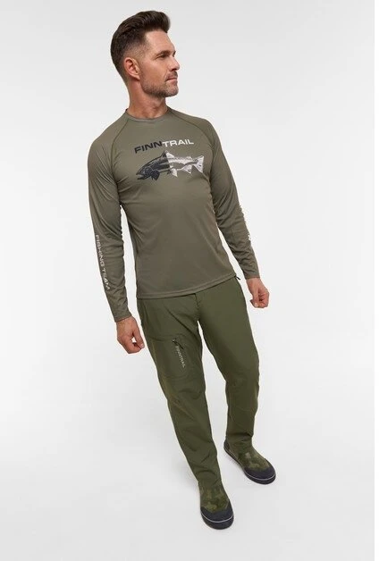 Marškinėliai Finntrail WAVE FISH Khaki 6611, Dydis: XXL