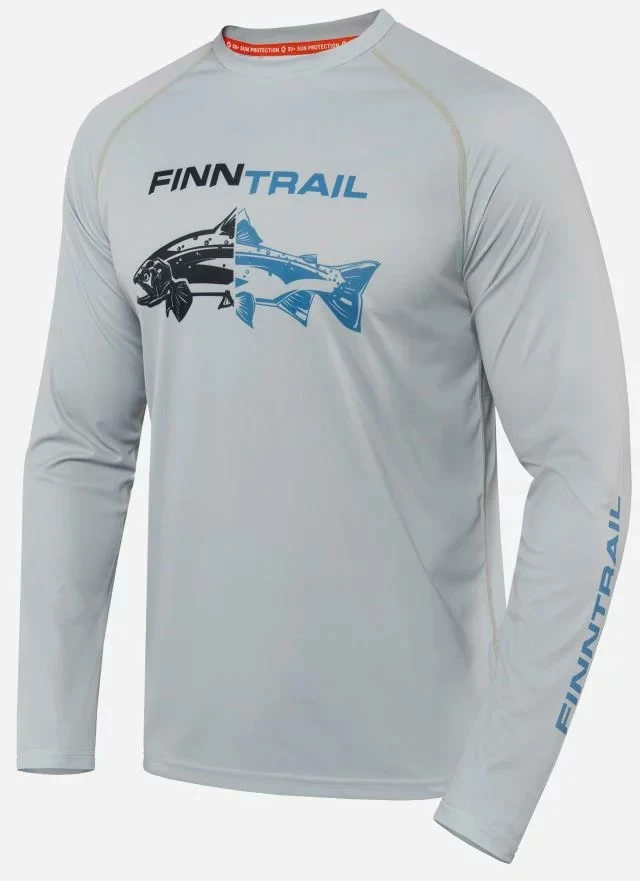 Marškinėliai Finntrail WAVE FISH Pilkas 6611, Dydis: S