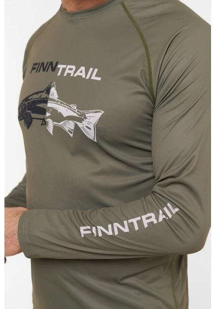 Marškinėliai Finntrail WAVE FISH Khaki 6611, Dydis: XXL