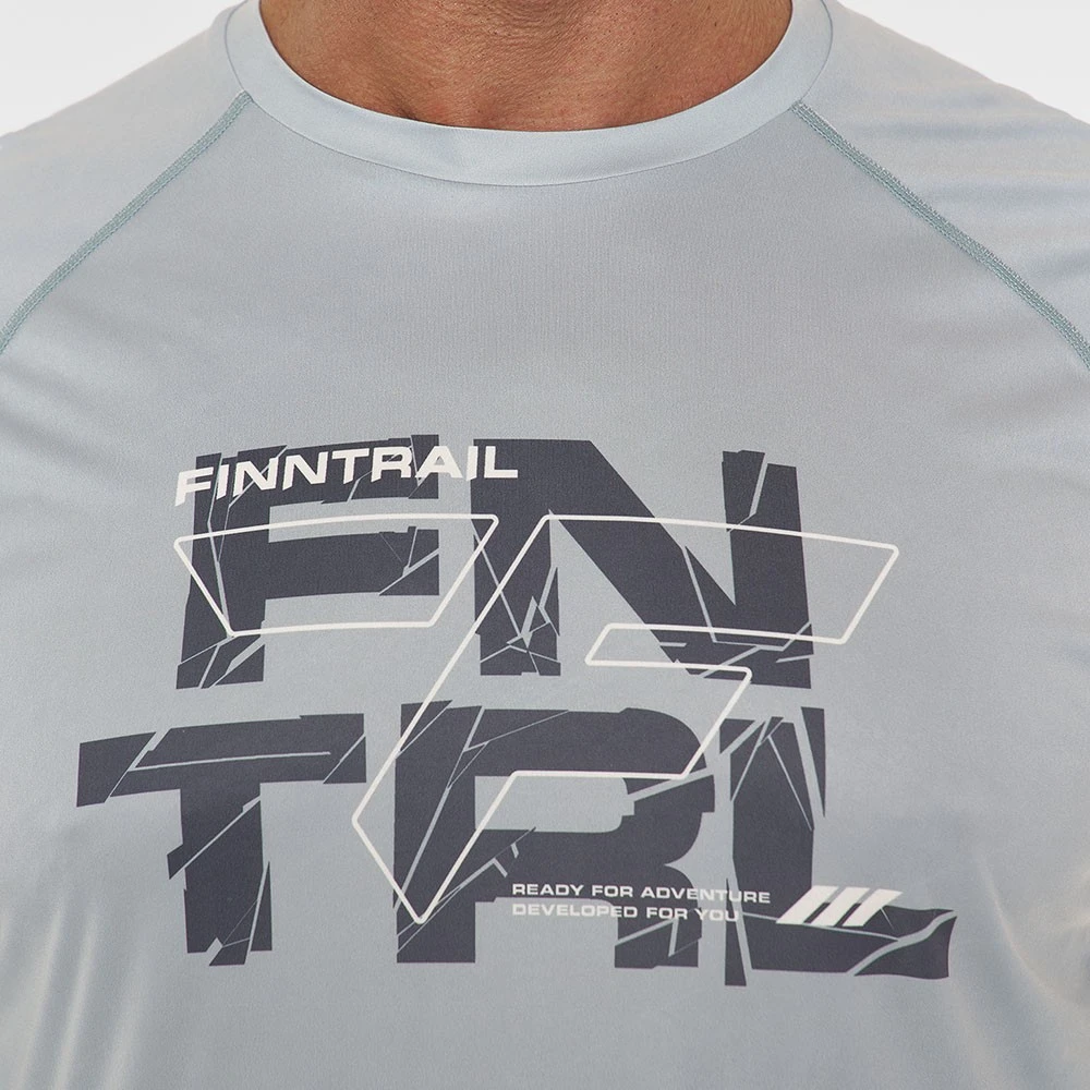 Marškinėliai Finntrail WAVE LOGO Pilkas 6613, Dydis: M