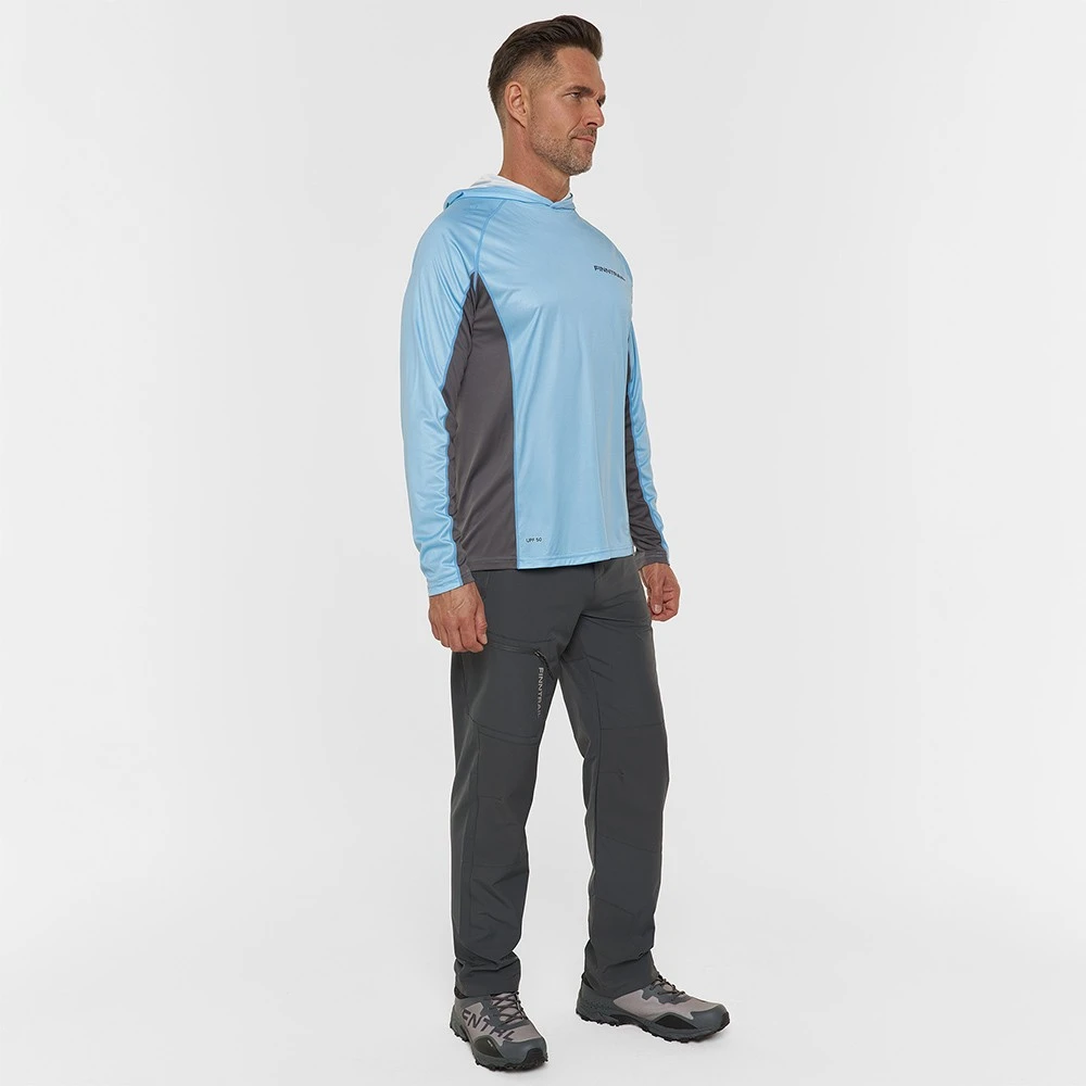 Marškinėliai su gobtuvu Finntrail WAVE BIG LOGO LightBlue 6614, Dydis: XL