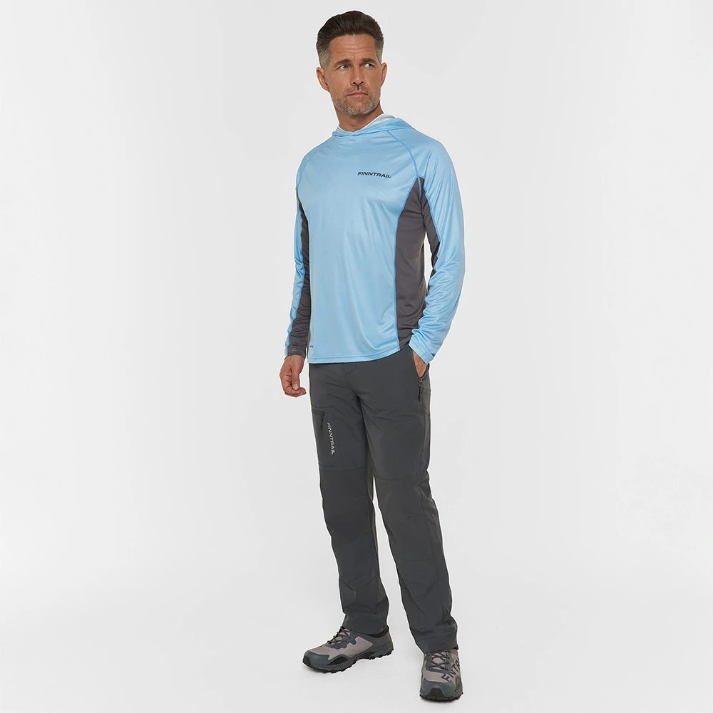 Marškinėliai su gobtuvu Finntrail WAVE BIG LOGO LightBlue 6614, Dydis: XL