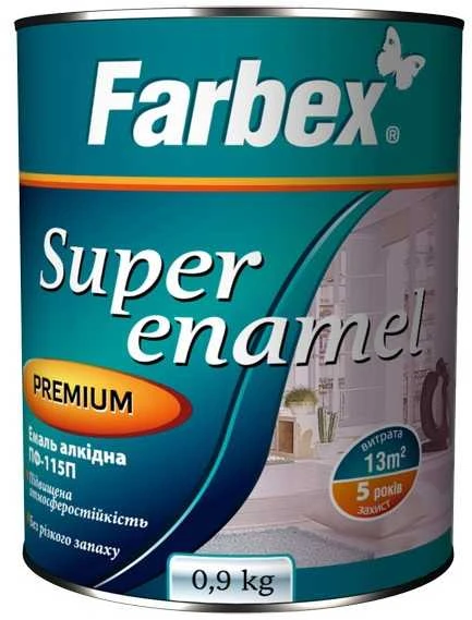 Alkidinė emalė FARBEX PF-115, juoda, 0.9kg
