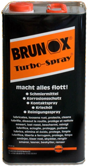 Antikorozinė daugiafunkcinė tepimo ir valymo priemonė BRUNOX TURBO SPRAY, 5 l