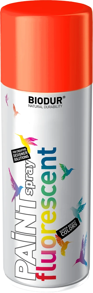Fluorescencinė aerozolinė emalė BIODUR, oranžinė RAL3024, 400 ml