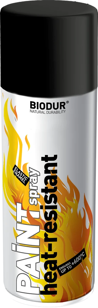 Karščiui atspari aerozolinė emalė BIODUR, juoda, 400 ml
