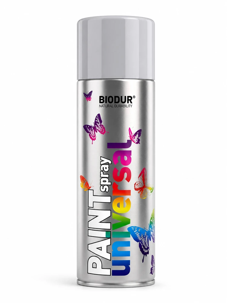 Universali aerozolinė emalė BIODUR, sidabrinė metalik, 400 ml