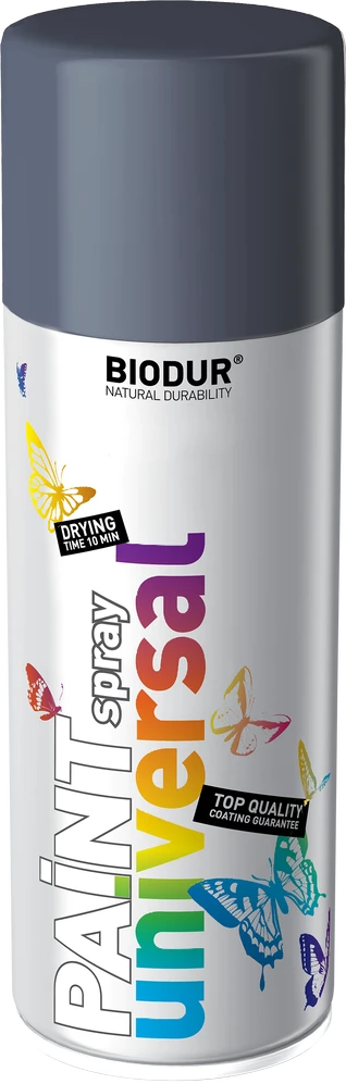 Universali aerozolinė emalė BIODUR, tamsiai pilka RAL7024, 400 ml