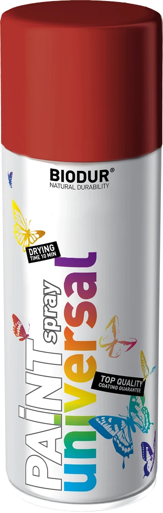 Universali aerozolinė emalė BIODUR, tamsiai raudona RAL3002, 400 ml