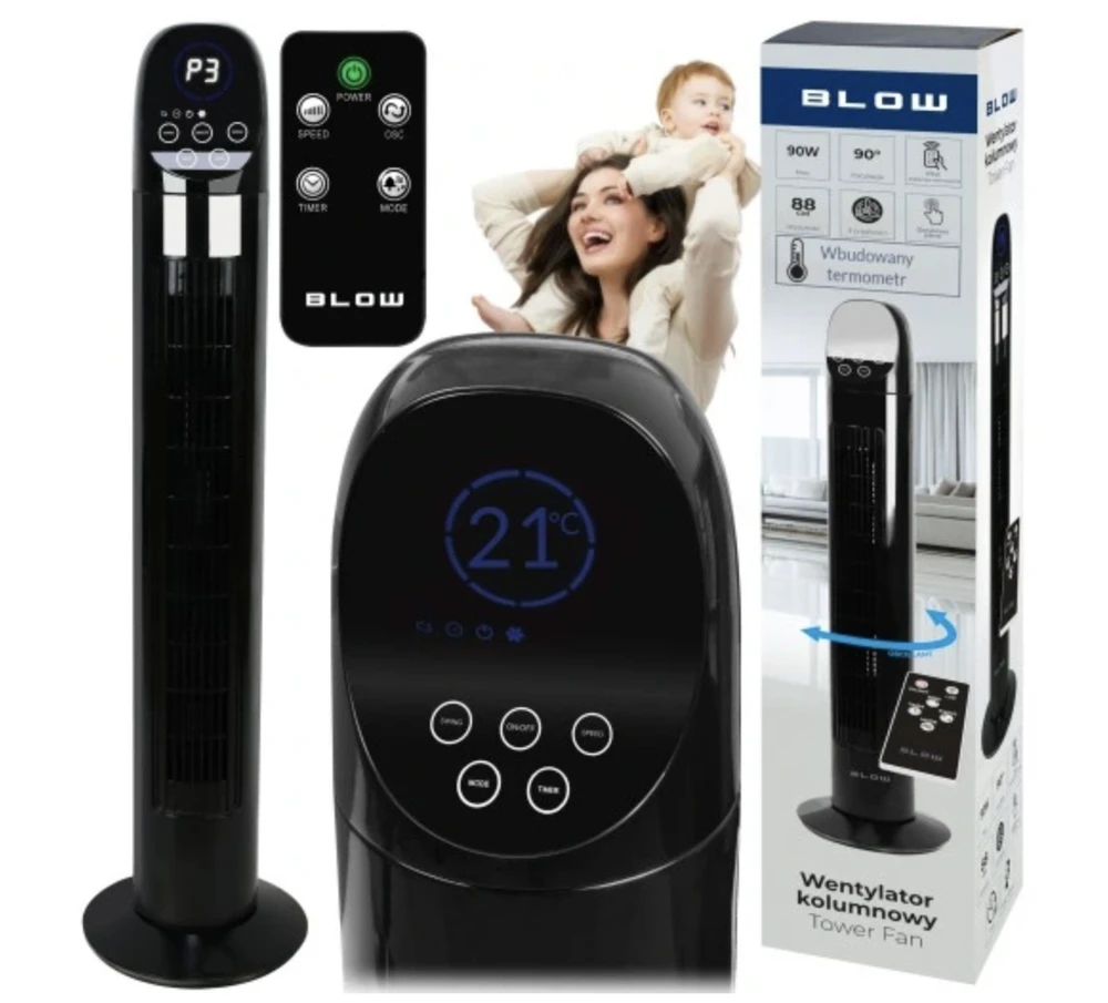 Blow Kolonėlės ventiliatorius 90W LCD + nuotolinio valdymo pultas