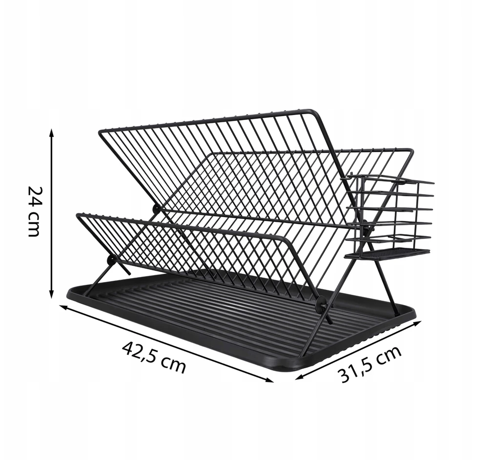 Suszarka Dviejų lygių indų džiovykla RackPro, juoda, 45x32x26cm