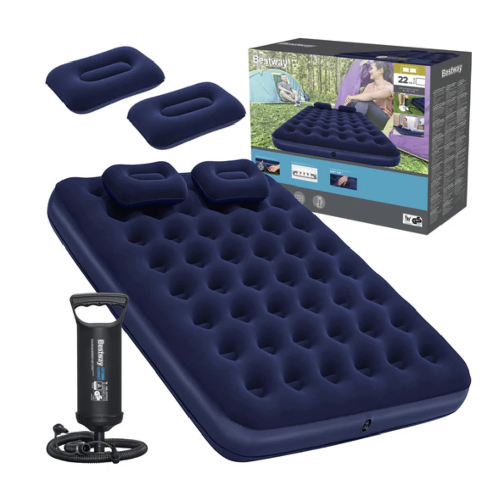 TOP KOMPLEKTAS! Bestway Pavillo dvigulis čiužinys su pompa ir 2 pagalvėlėmis 2.03m x 1.52m x 22cm