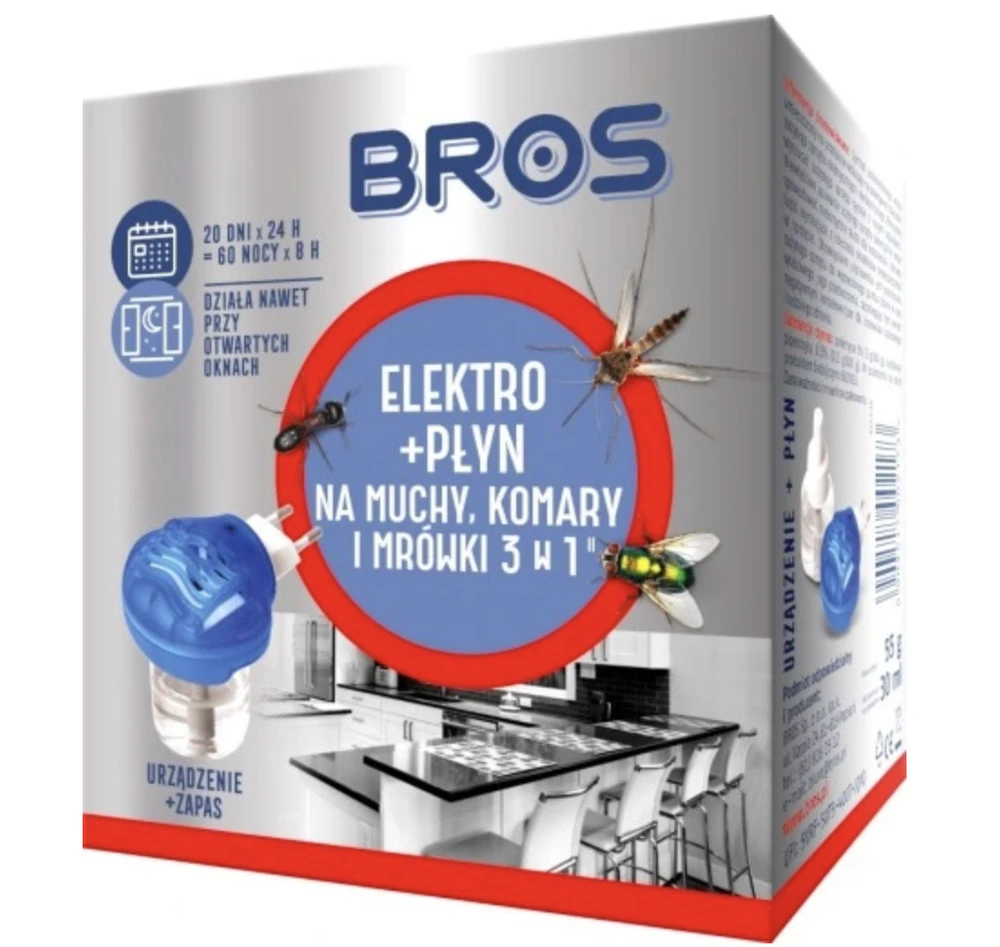 Elektrofumigatorius su skysčiu nuo uodų ir musių Bros