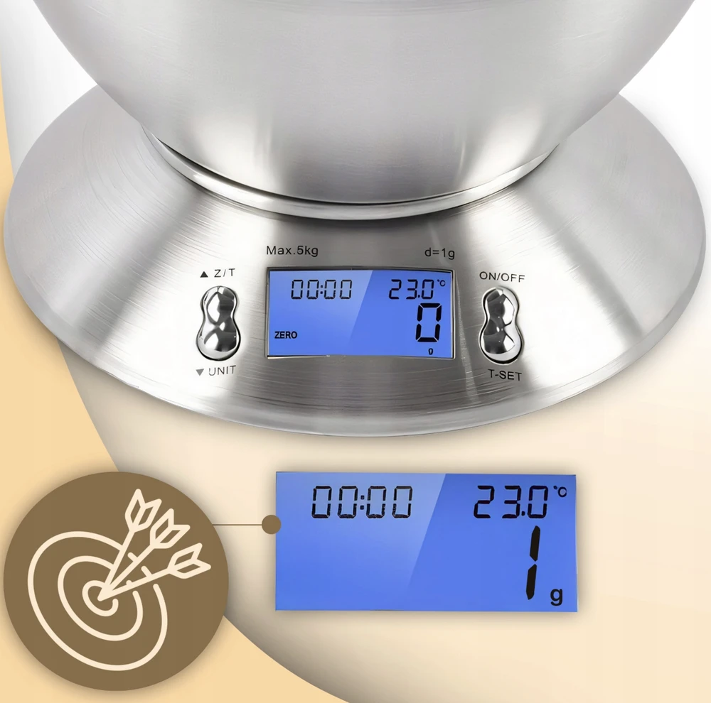 Retoo Elektroninės virtuvinės svarstyklės CookScale ER1242, 1g–5kg