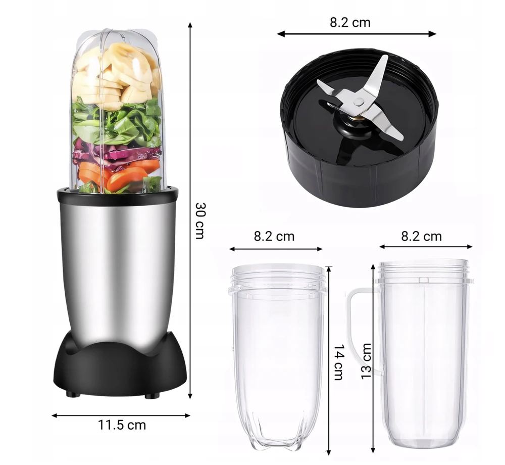 Robot Maisto smulkintuvas E606, 600W, 4 puodelių rinkinys XXL