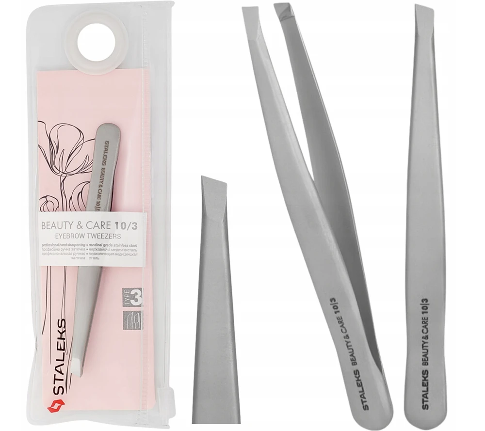 STALEKS antakių pincetas su plačiu nuožulniu galiuku, „Beauty & Care“, 10, 3 tipas (antakiai)