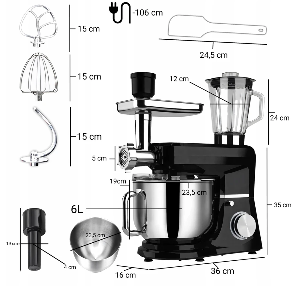 Virtuvinis kombainas Retoo Planetinis virtuvės kombainas CookMaster OR1104, 5in1, 3200W