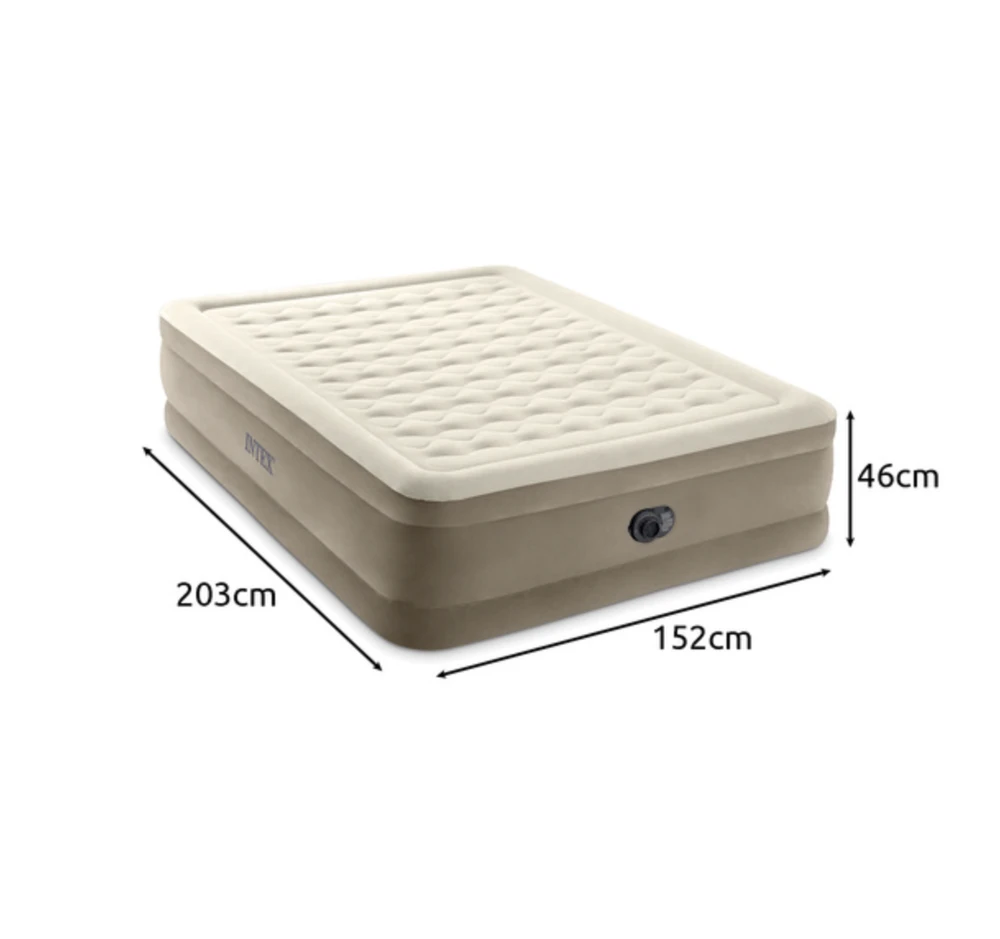 INTEX Pripučiamas čiužinys-lova Ultra Plush Queen su pompa,152x203x46cm
