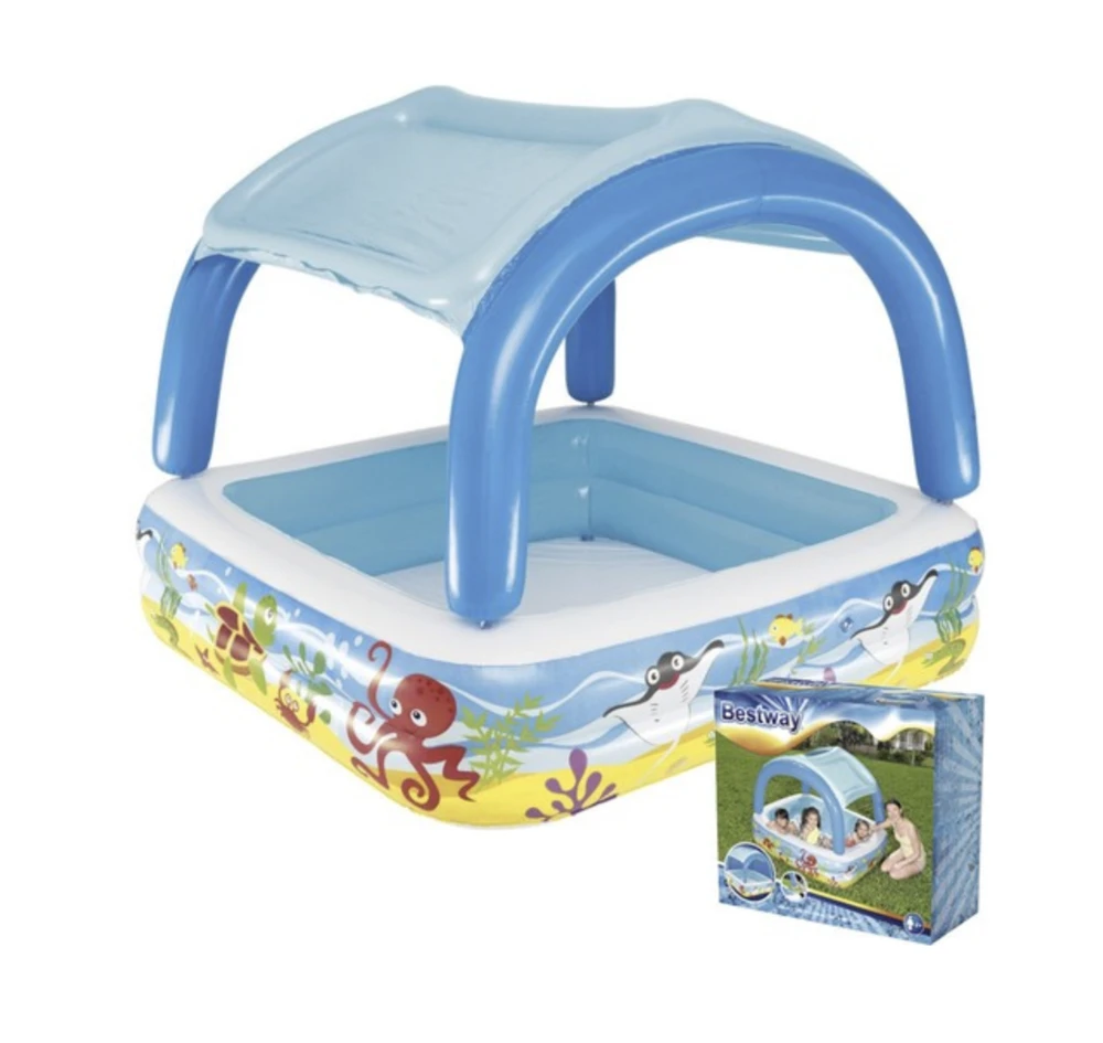 Bestway pripučiamas baseinas su stogeliu, 140x140x114 cm