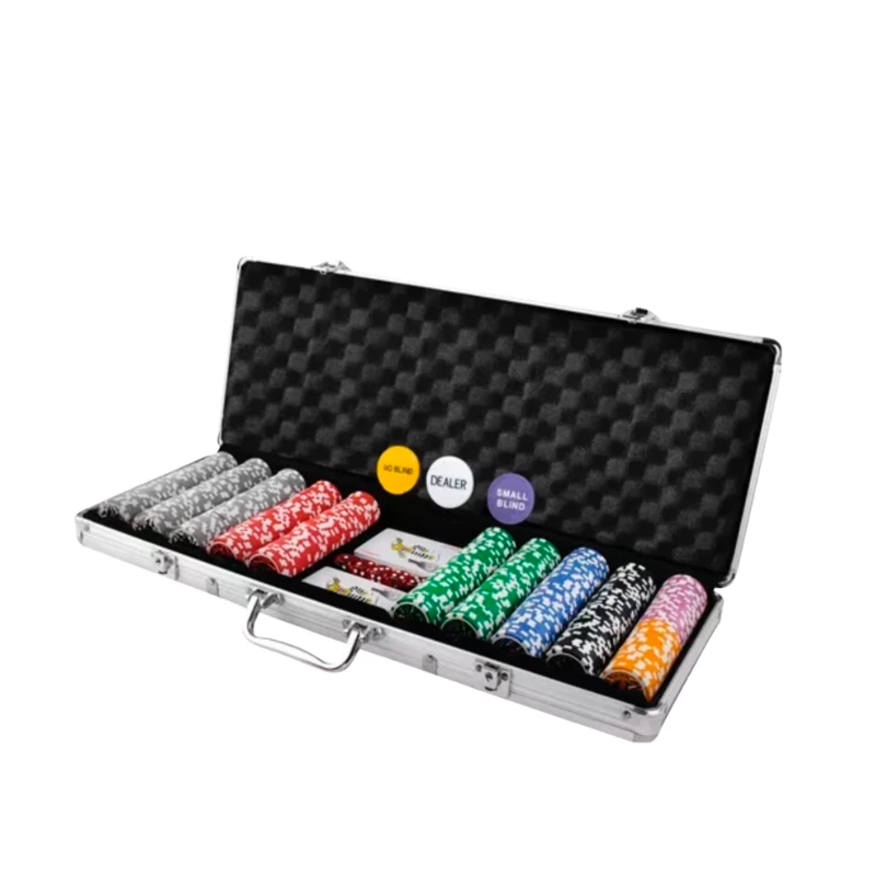 Pokerio žetonų rinkinys lagaminėlyje Malatec, 500 žetonų.