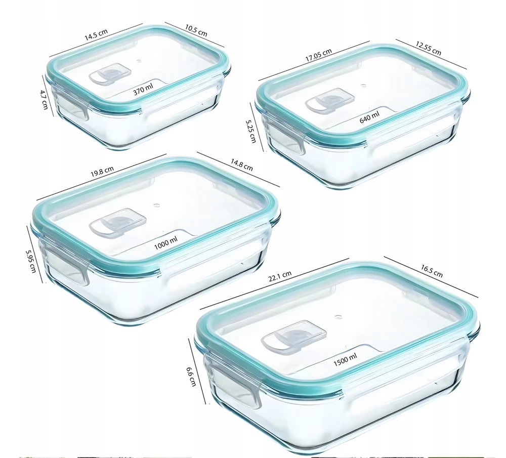Lunchbox Stikliniai maisto indai GlassFresh, 4 dalių