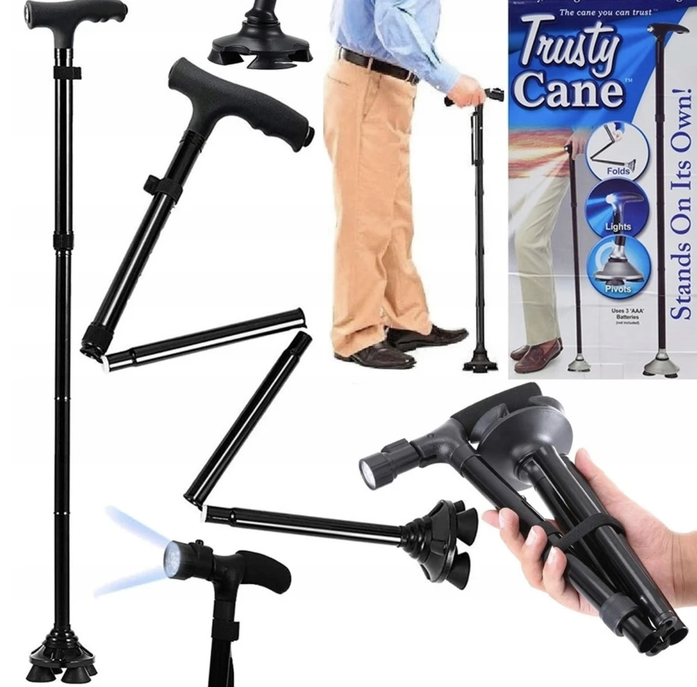 Lazda su LED žibintu ir atrama, reguliuojama, sulankstoma