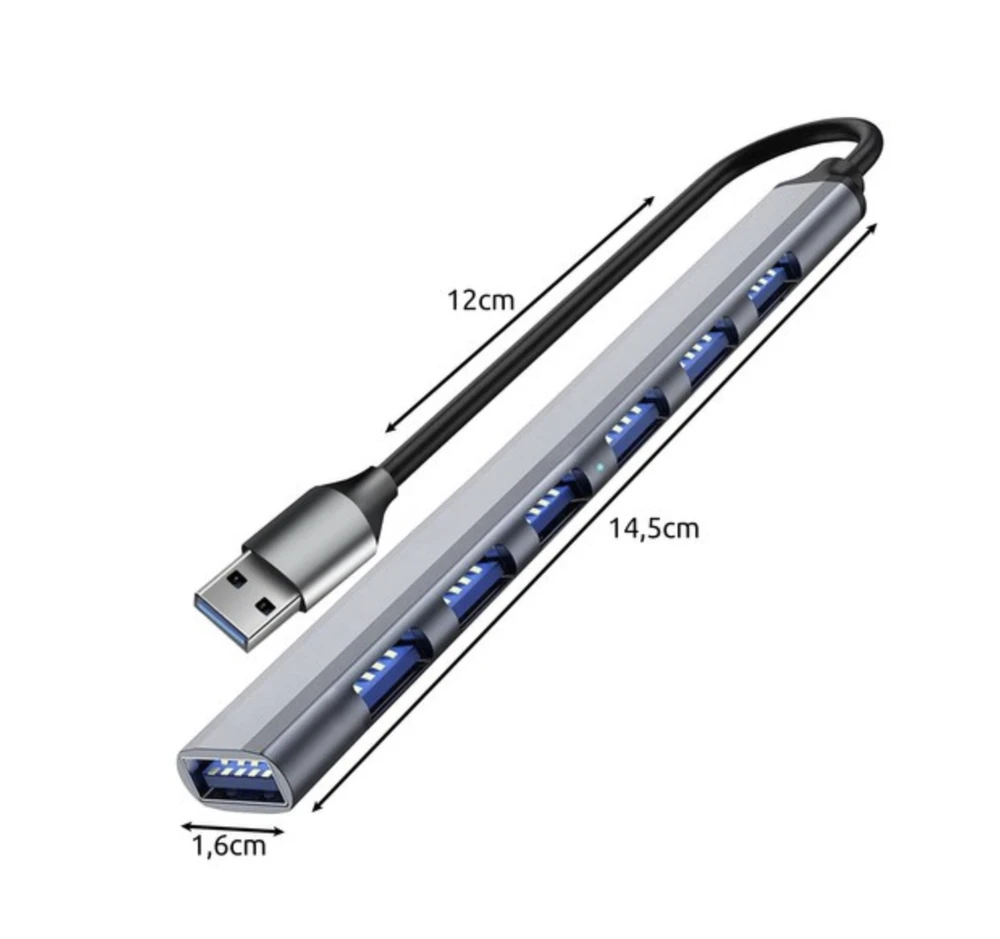Iso Trade HUB USB- 1 port 3.2 + 6 jungtys 2.0 Izoxis 24374