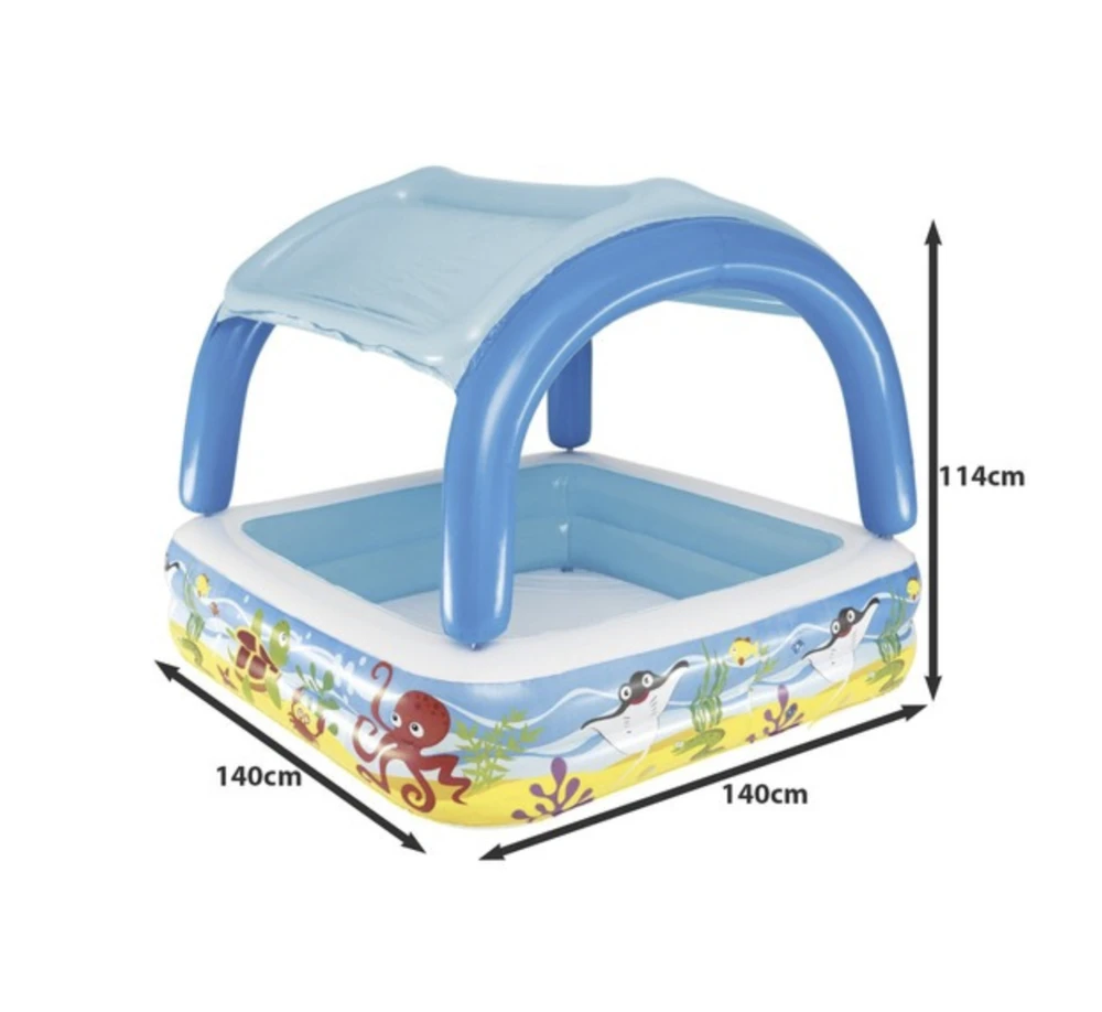 Bestway pripučiamas baseinas su stogeliu, 140x140x114 cm