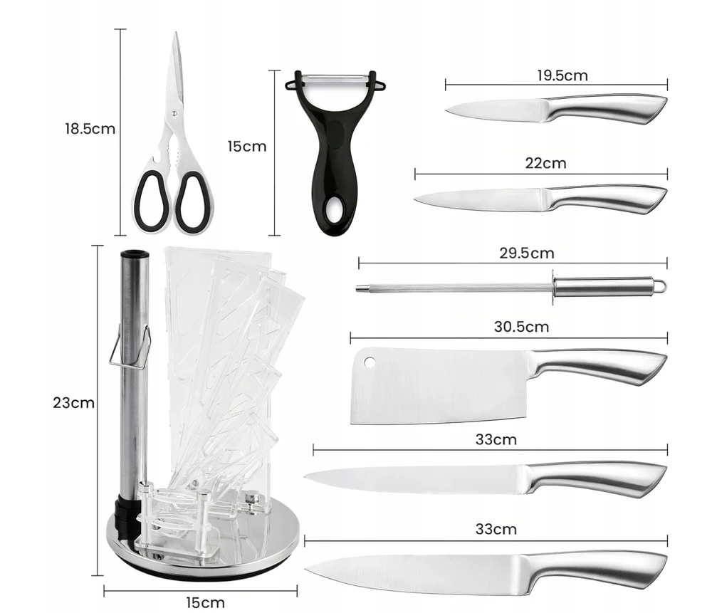 Retoo Virtuvės peilių rinkinys ChefPrecision, 5 nerūdijančio plieno ašmenys