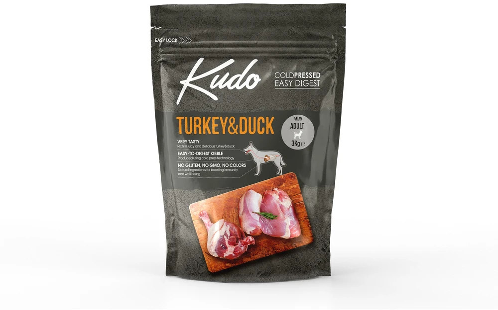 Danube Petfoods Kudo kalakutiena&antiena Mini Adult sausas Maistas šunims 3kg
