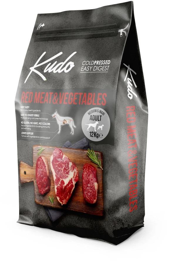 Danube Petfoods Kudo Raudona Meat&Vegetables Medium/Maxi Adult sausas Maistas šunims 12kg