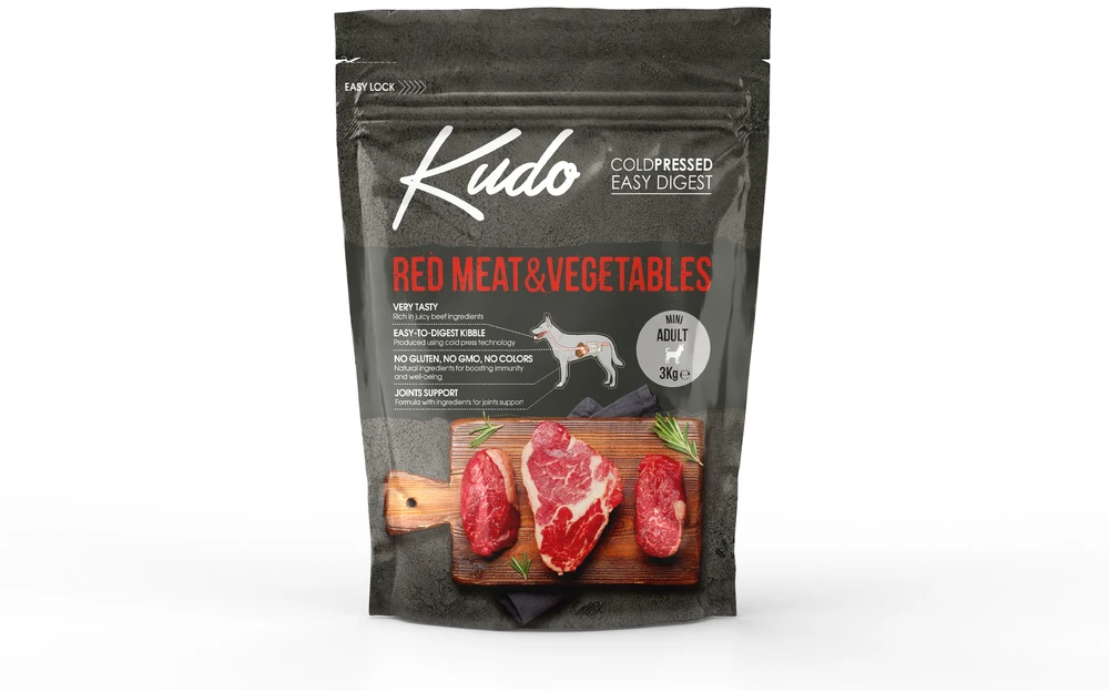 Danube Petfoods Kudo Raudona Meat&Vegetables Mini Adult sausas Maistas šunims 3kg