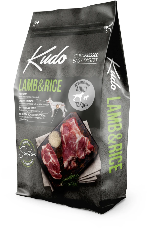 Danube Petfoods Kudo su ėriena ir ryžiais Medium/Maxi Adult sausas Maistas šunims 12kg
