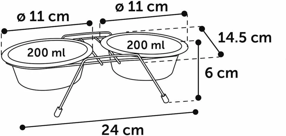 Flamingo indai su dviem dubenėliais XS ø 11cm - 200ml