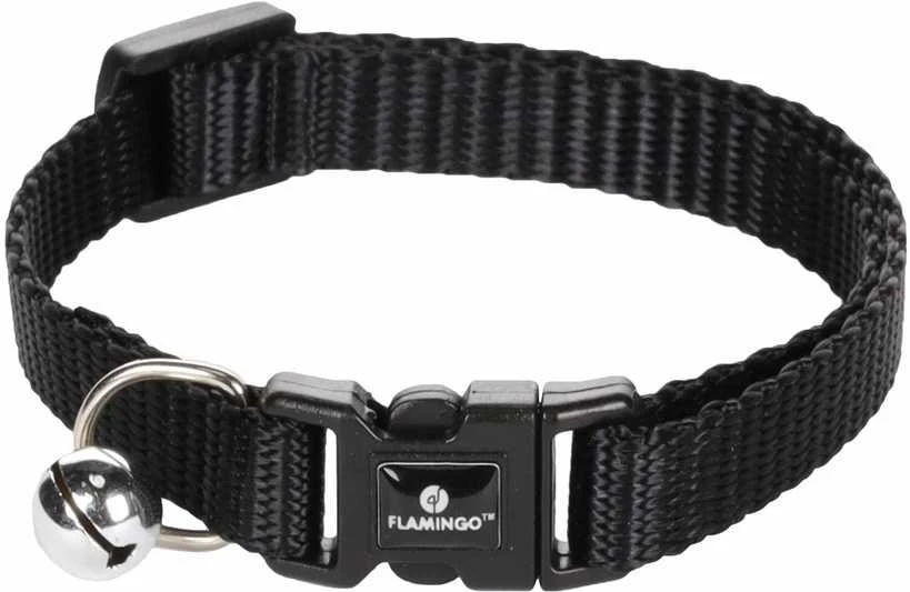 Flamingo juoda antkaklis su varpeliu katei 20-35cm