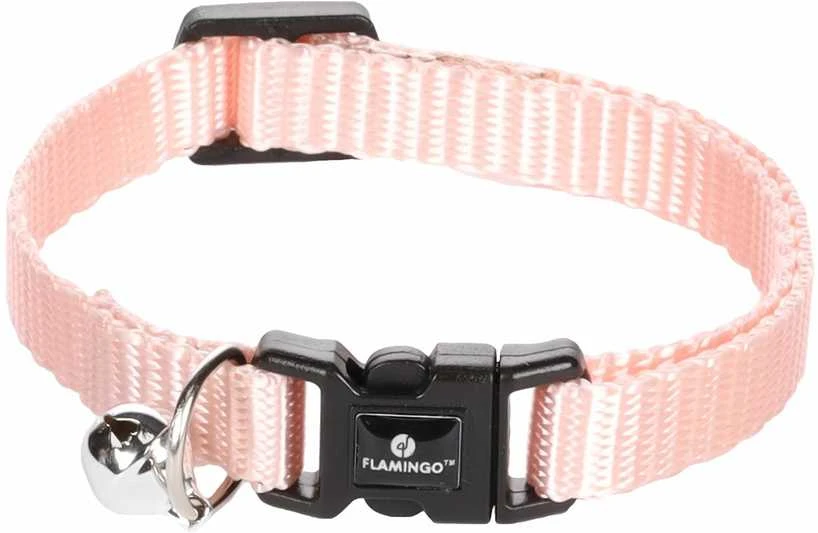 Flamingo šviesiai rožinis antkaklis katėms su varpeliu 20-35 cm