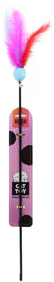 HiBrand Sp. z o.o. Bubu Pets katės meškerėlė su kamuoliuku ir plunksna 57 cm (asorti)