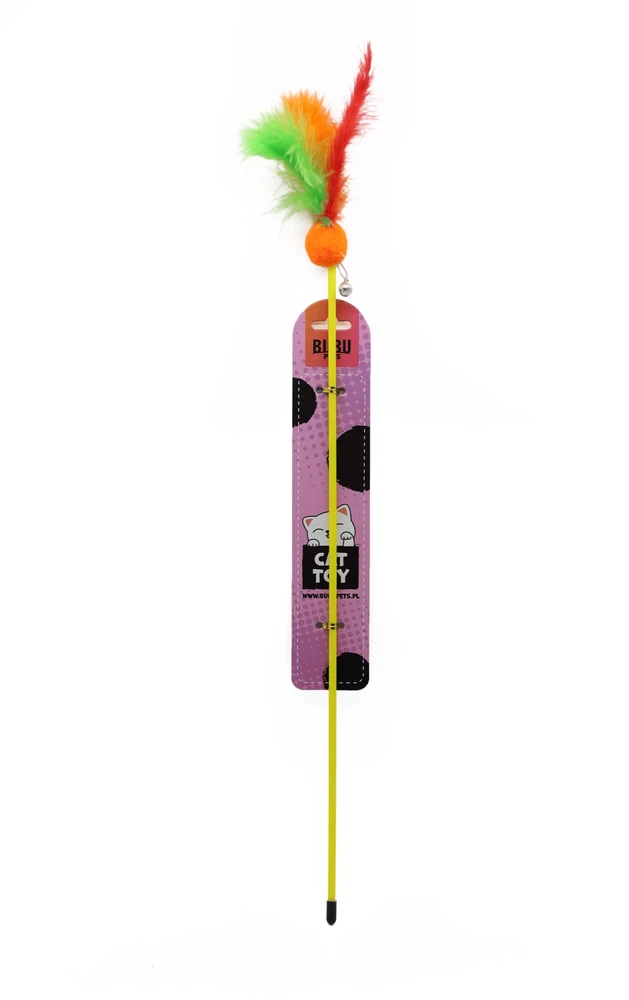 HiBrand Sp. z o.o. Bubu Pets katės meškerėlė su kamuoliuku ir plunksna 57 cm (asorti)