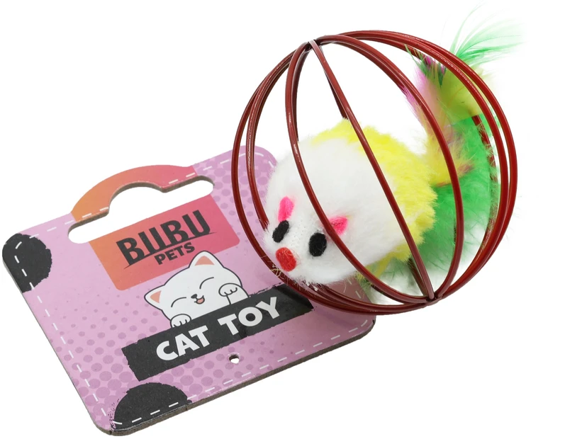 HiBrand Sp. z o.o. Bubu Pets katės žaislas pelė metaliniame tinkliniame kamuoliuke 6 cm (asorti)
