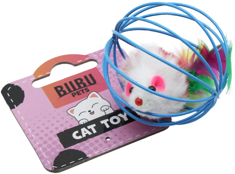HiBrand Sp. z o.o. Bubu Pets katės žaislas pelė metaliniame tinkliniame kamuoliuke 6 cm (asorti)