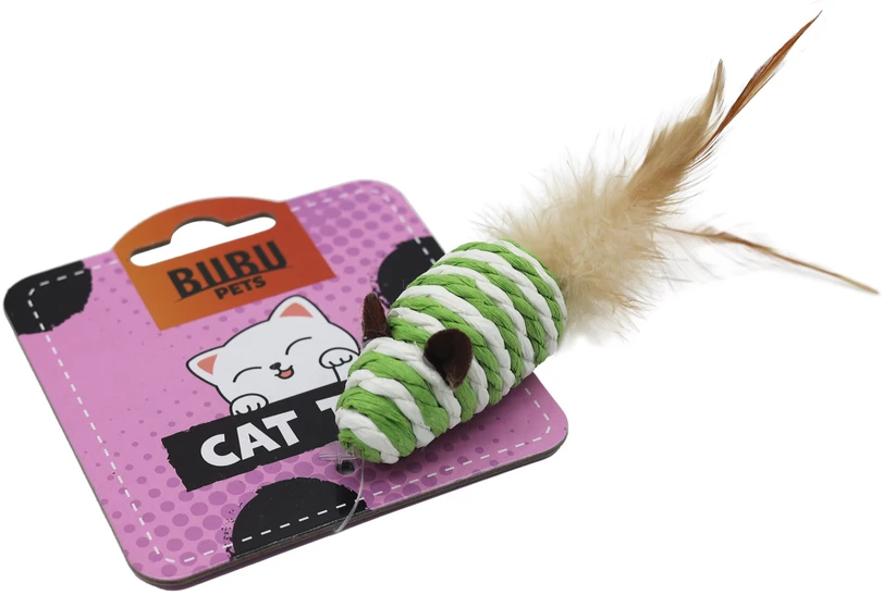 HiBrand Sp. z o.o. Bubu Pets virvelinė pelė su plunksna katei 7 cm 1 vnt. (asorti)