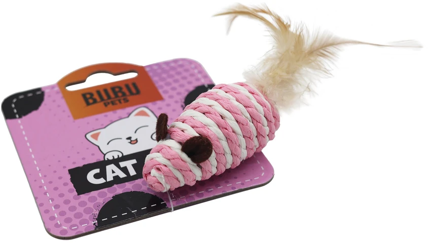 HiBrand Sp. z o.o. Bubu Pets virvelinė pelė su plunksna katei 7 cm 1 vnt. (asorti)