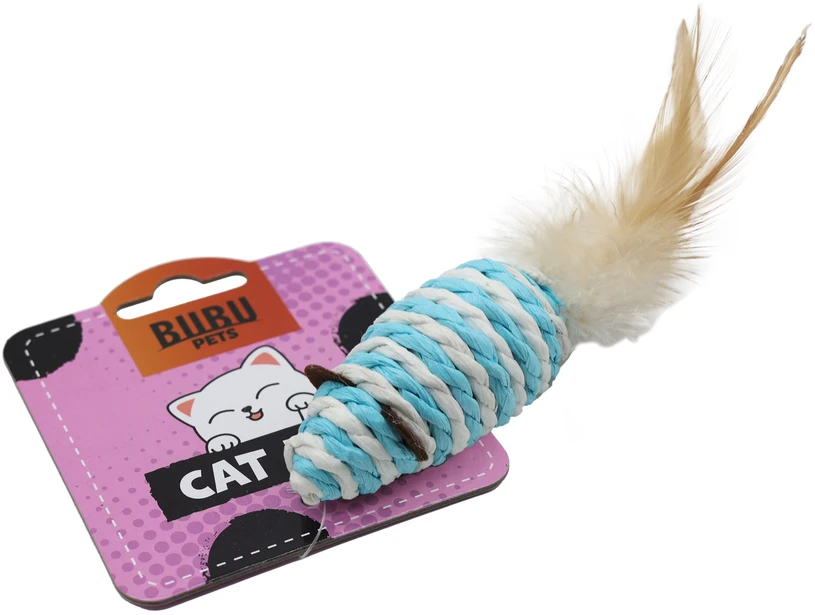 HiBrand Sp. z o.o. Bubu Pets virvelinė pelė su plunksna katei 7 cm 1 vnt. (asorti)