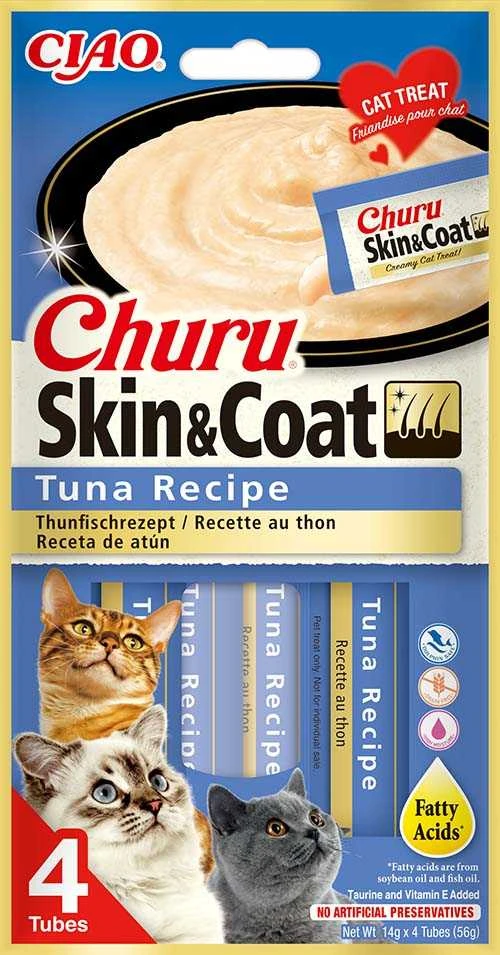 INABA Churu Skin&Coat Tuno receptas - skanėstai katėms - 4x14 g
