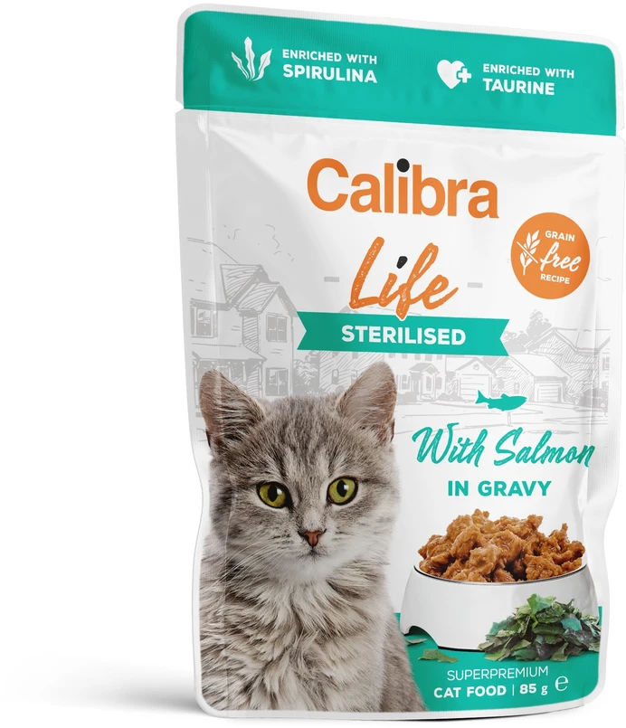 Kačių Maistas - CALIBRA Cat Life Sterilised lašiša in Gravy 85g