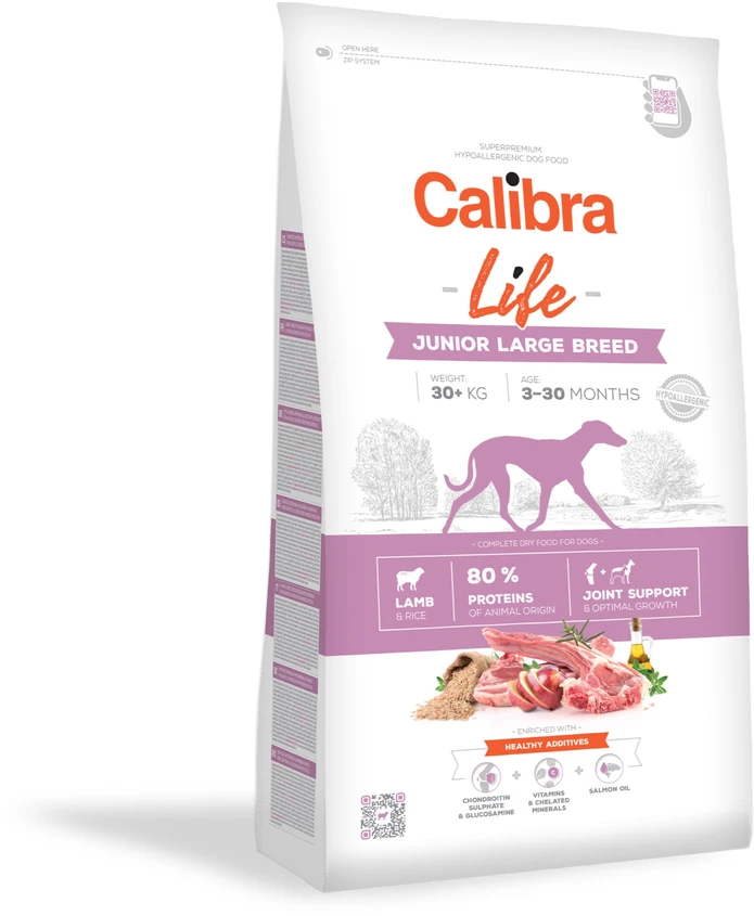 Šunų Maistas - CALIBRA Life Junior Large Breed ėriena 12kg Be Gluteno